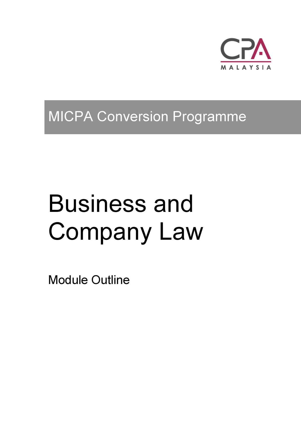 Business Company Law BCL - Business And Company Law Module Outline ...