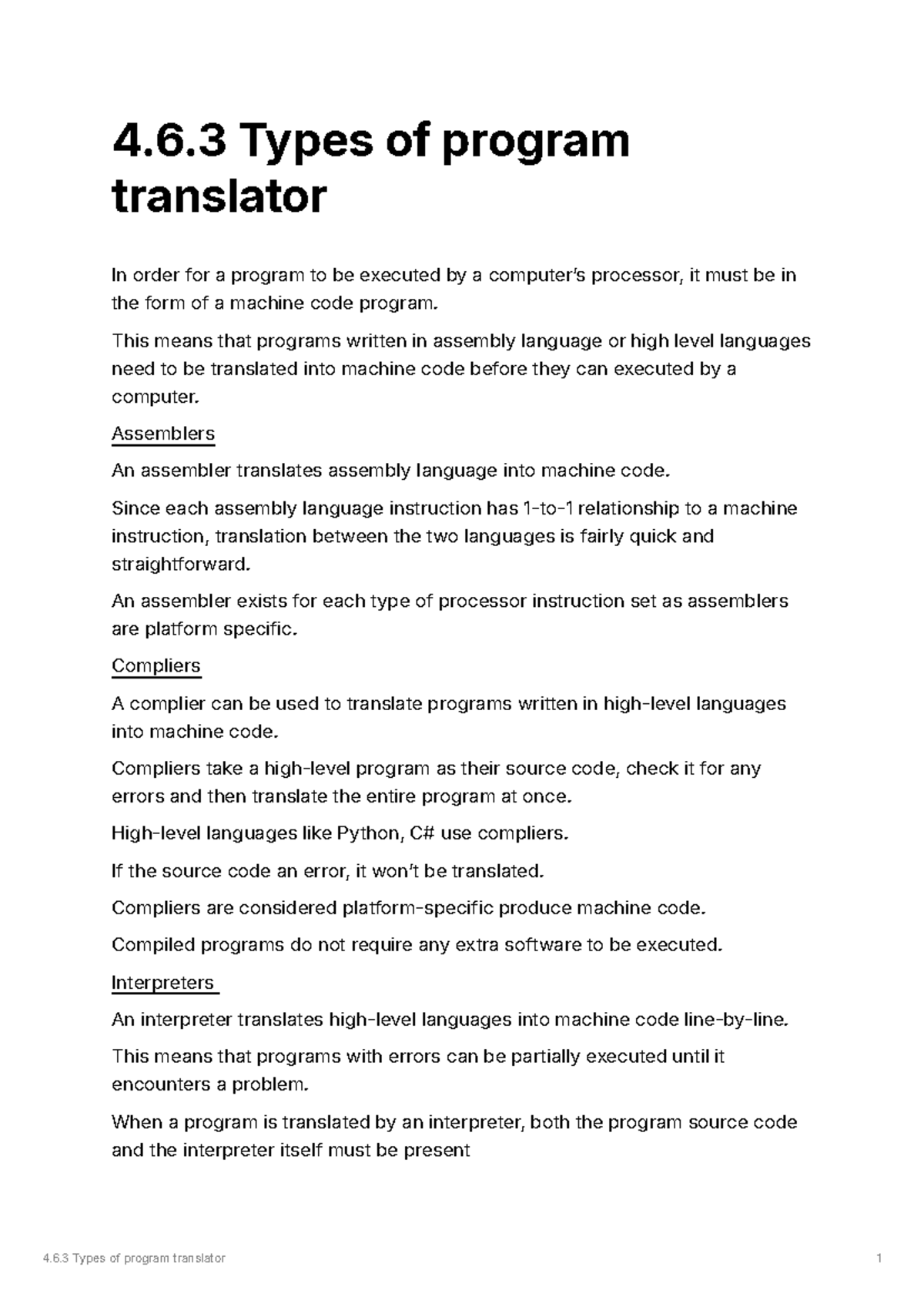 Types of translators - 4.6 Types of program translator 1 4.6 Types of ...