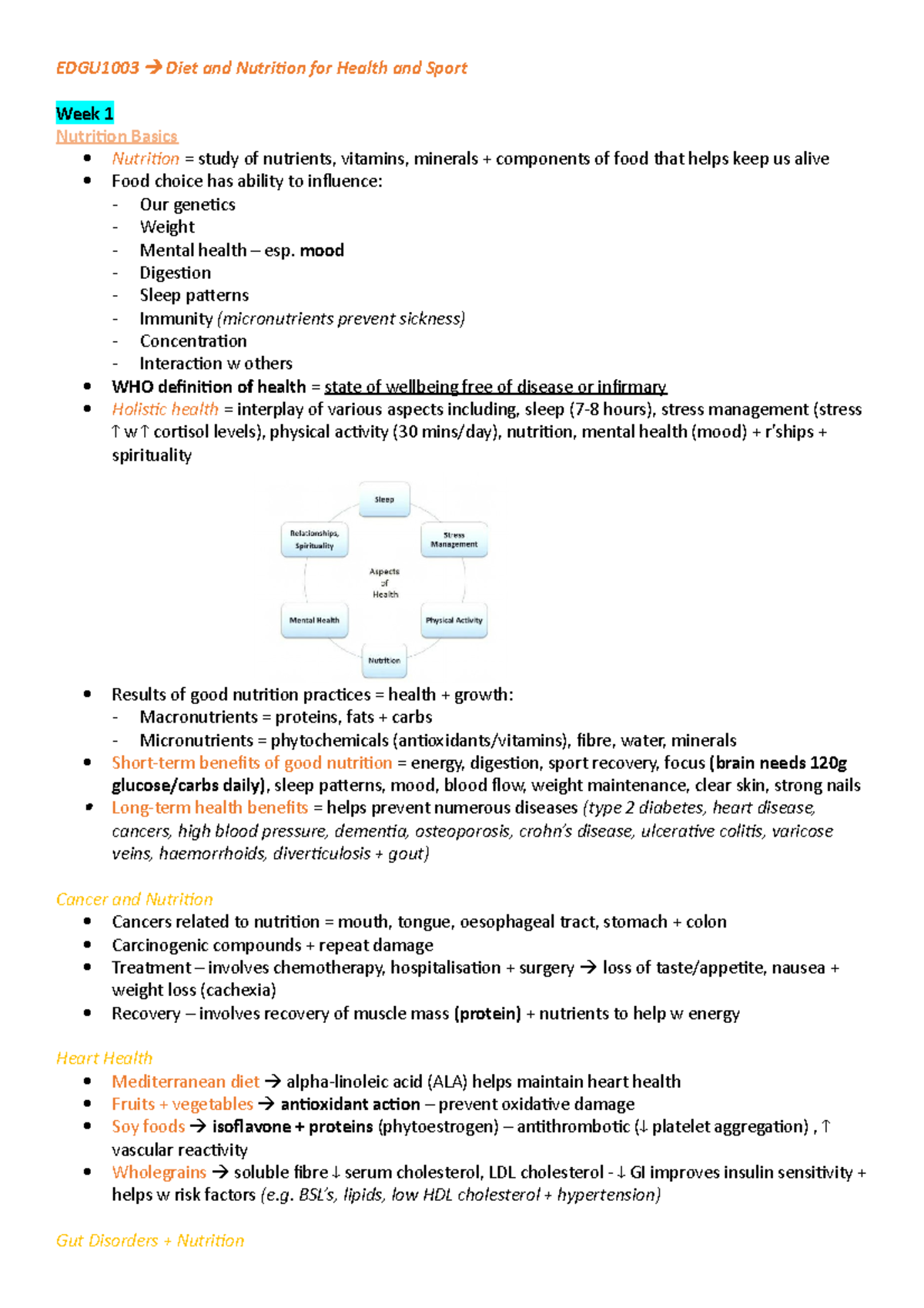 Edgu1003 Full Lecture Notes Edgu1003 Diet And Nutrition For Health And Sport Week 1 Nutrition Studocu