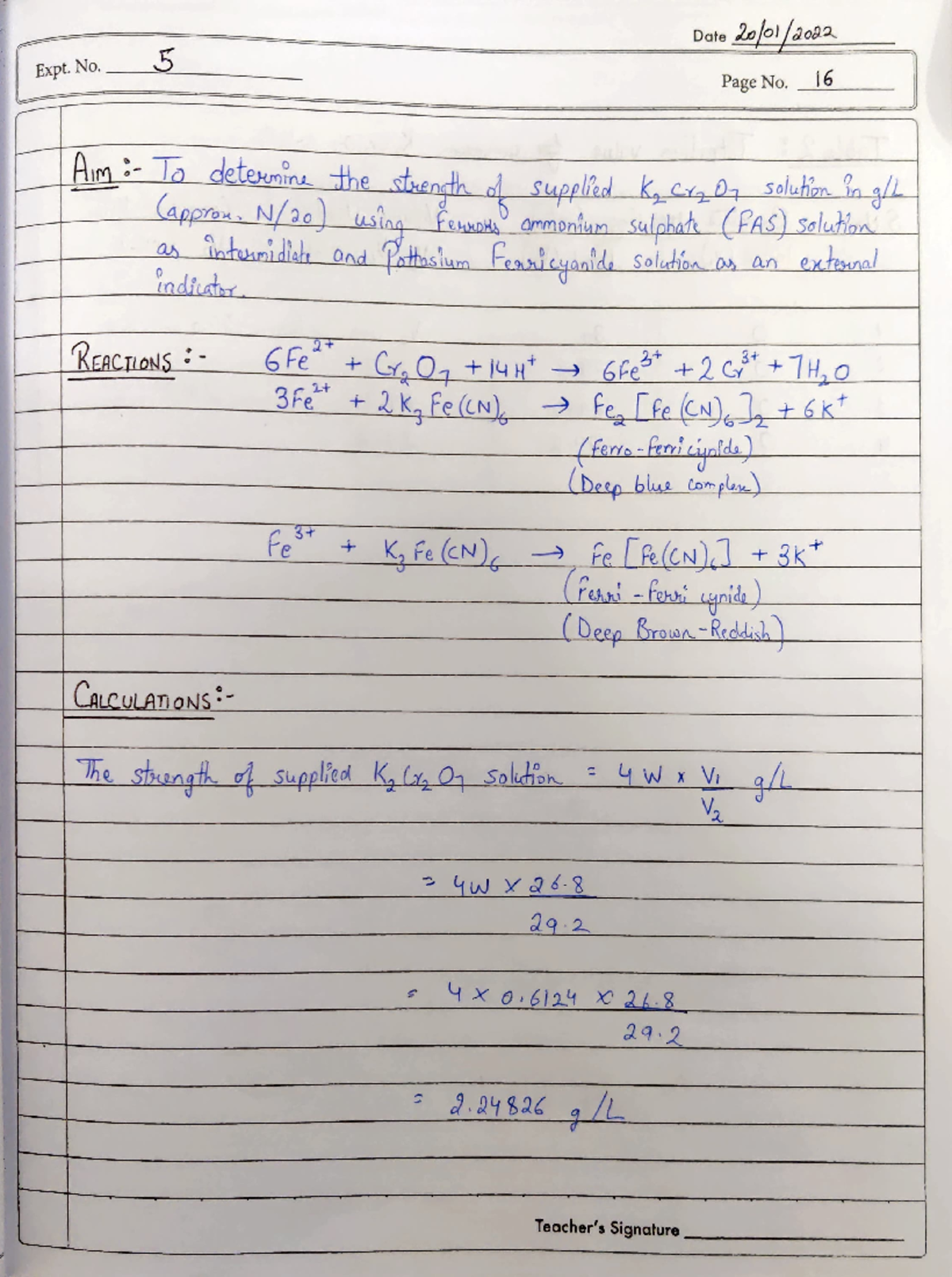 chemistry experiment 5 matriculation