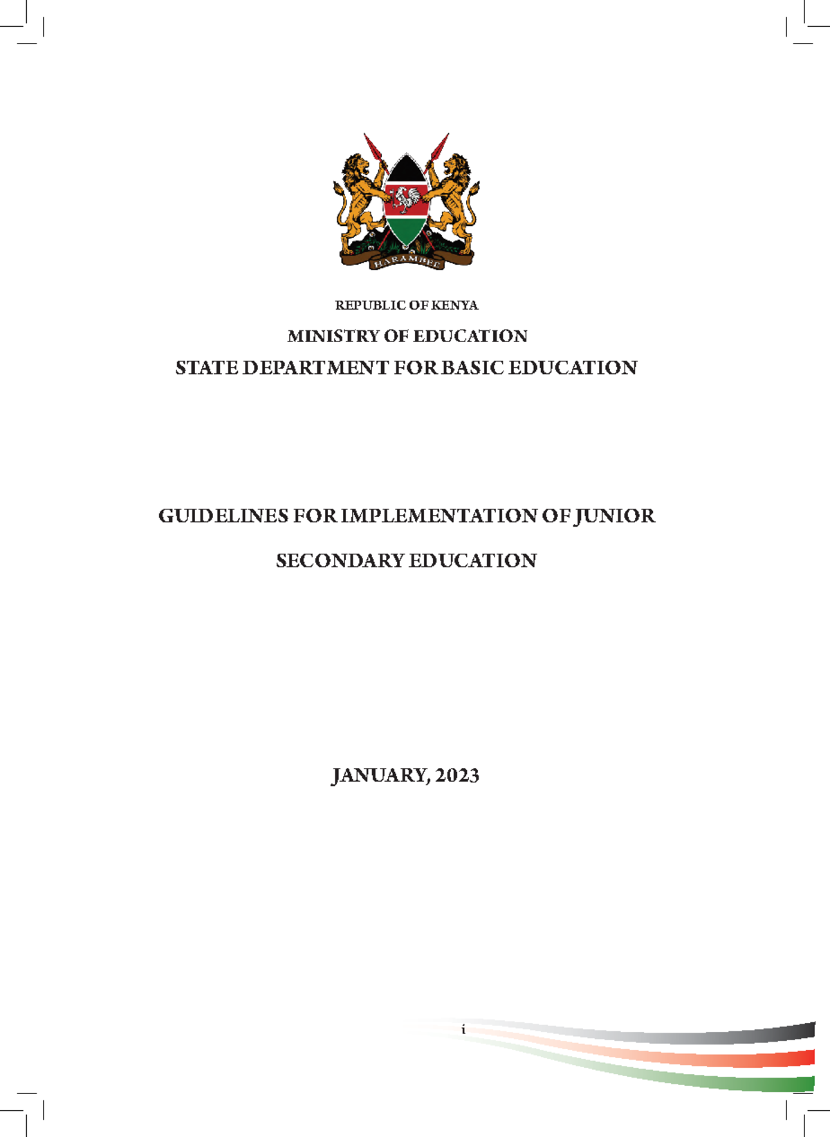 Guidelines for Implementation of Junior Secondary Education 17th Jan ...