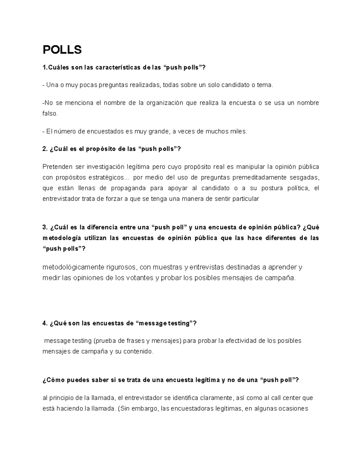 Que son las Push Polls POLLS 1áles son las características de las