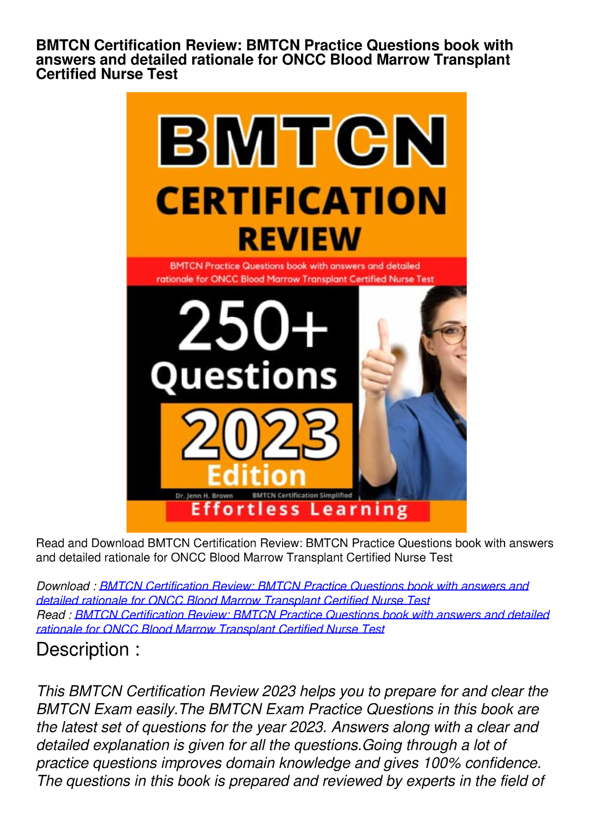 [READ DOWNLOAD] BMTCN Certification Review BMTCN Practice Questions