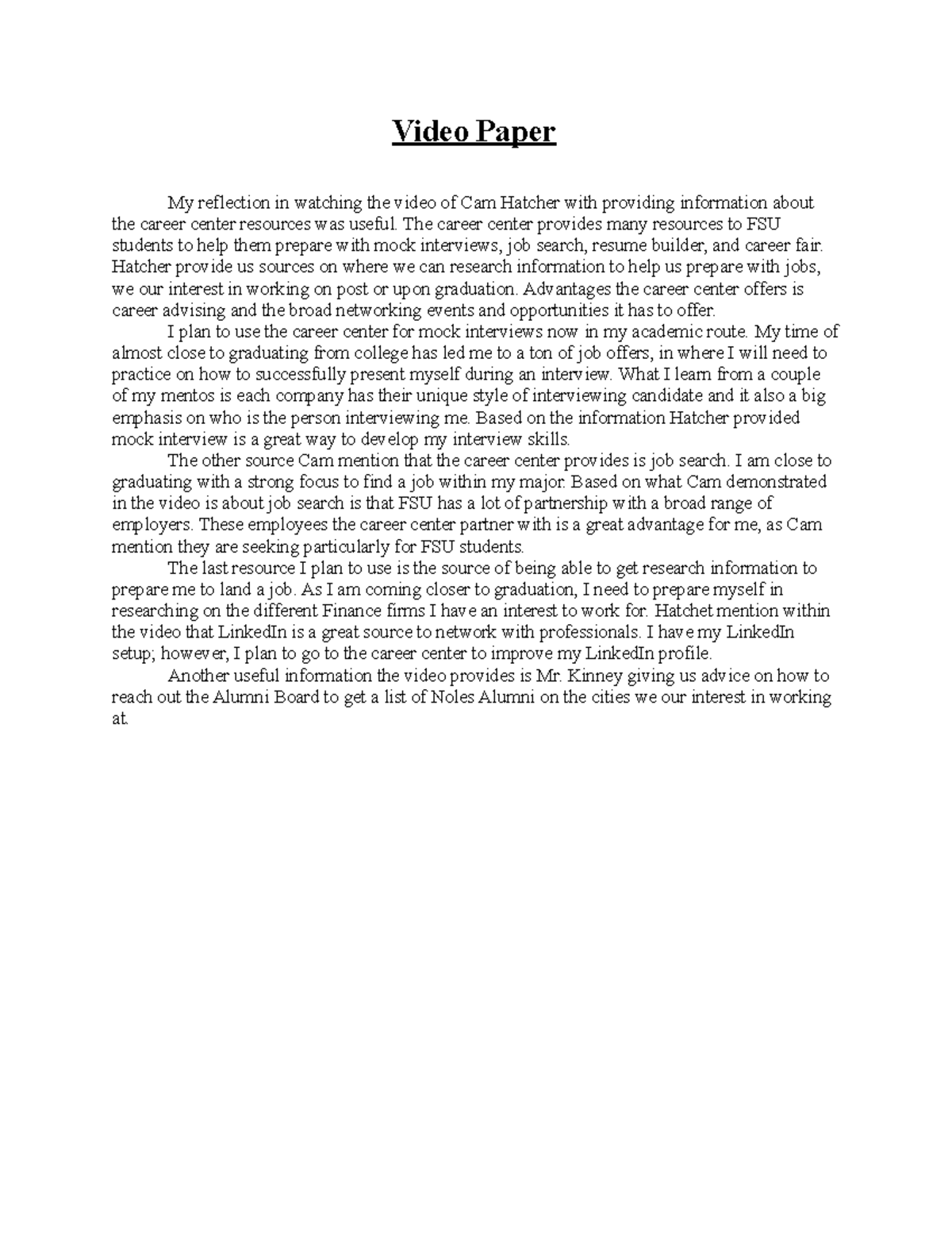 Video Paper - Video Paper My reflection in watching the video of Cam ...