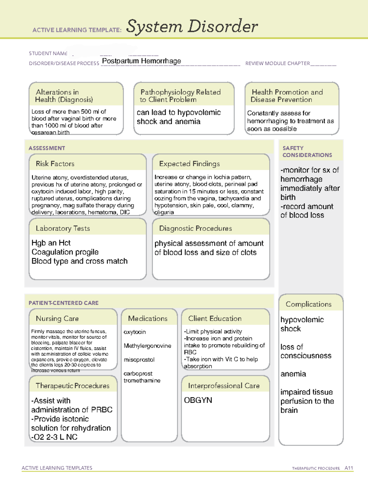 Postpartum Hemorrhage - ACTIVE LEARNING TEMPLATES THERAPEUTIC PROCEDURE ...