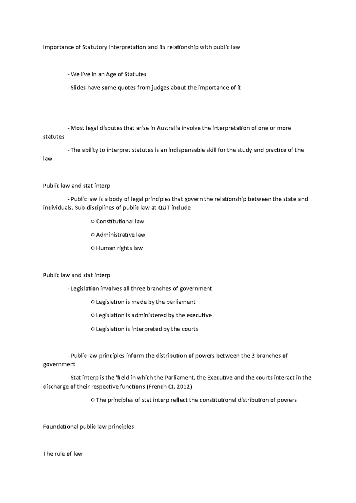 LLB107 Lecture Notes - Importance of Statutory Interpretation and its ...