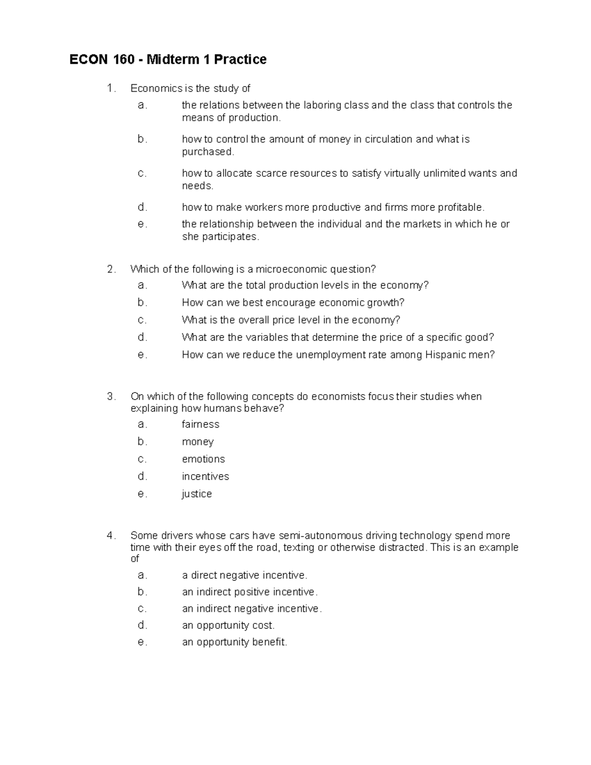 Practice - Midterm 1 ECON 160 - Econ 160 - BU - Studocu