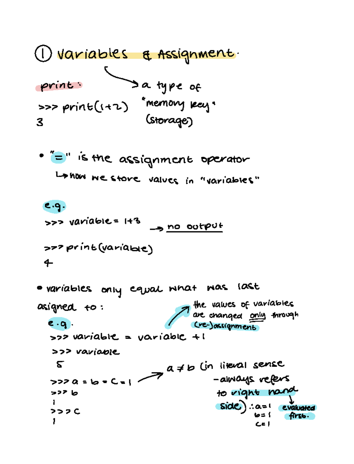 COMP Lecture 2 (W2) - 1 Variables Assignment print a type of print uz ...