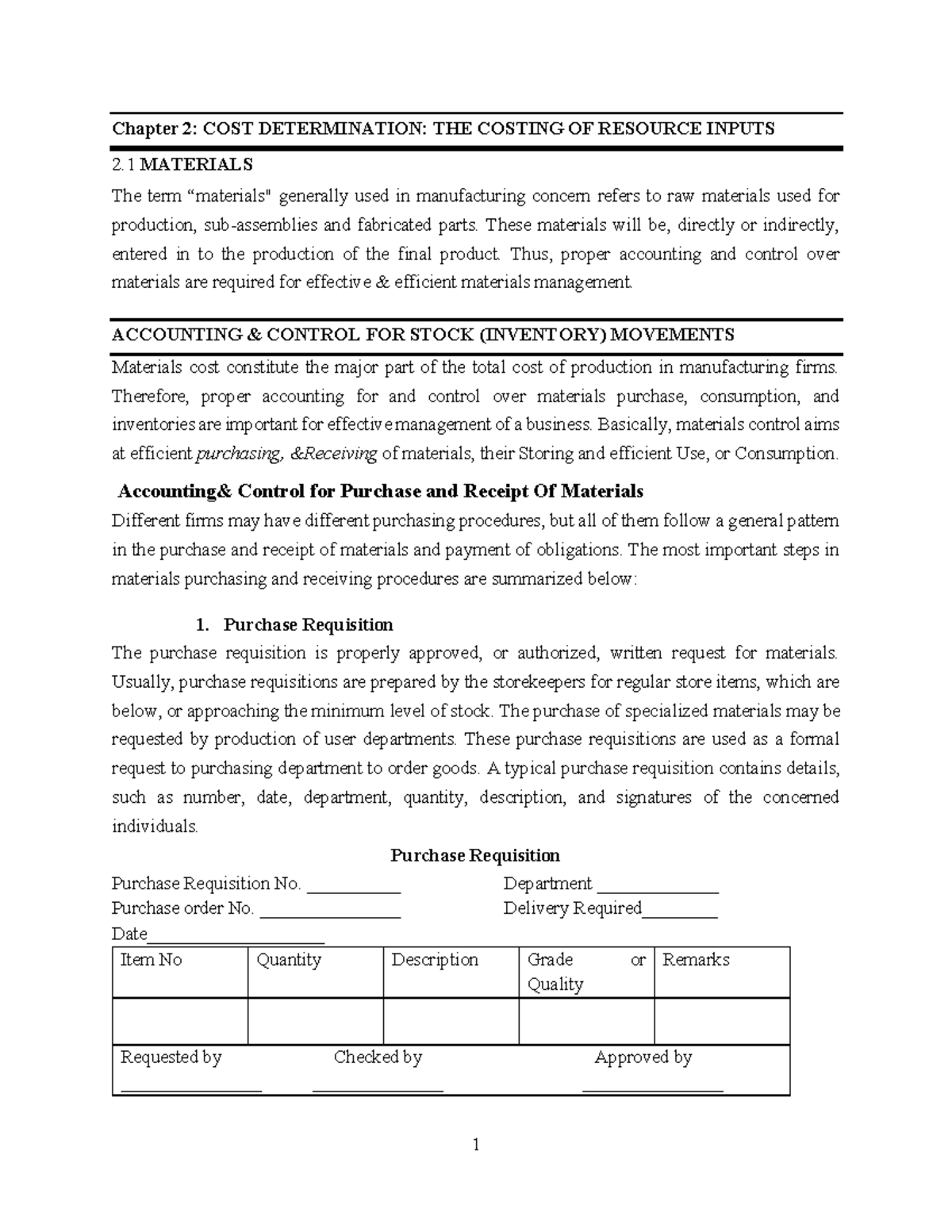 CA Chapter 02 cost determination Chapter 2 COST DETERMINATION THE