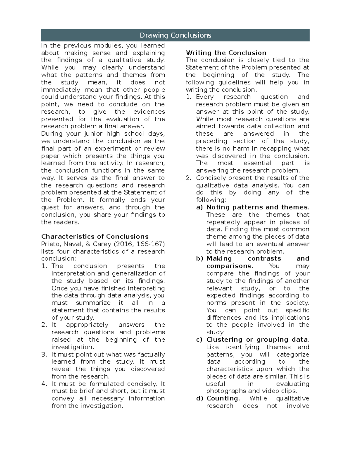 PRACTICAL RESEARCH 1 - In the previous modules, you learned about ...