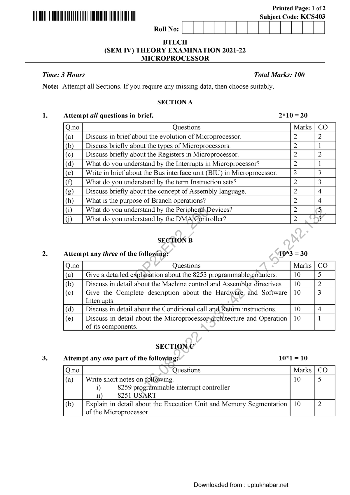 Microprocessor-KCS403-2021 - B.Tech CSE (2nd Year) - AKTU - Studocu