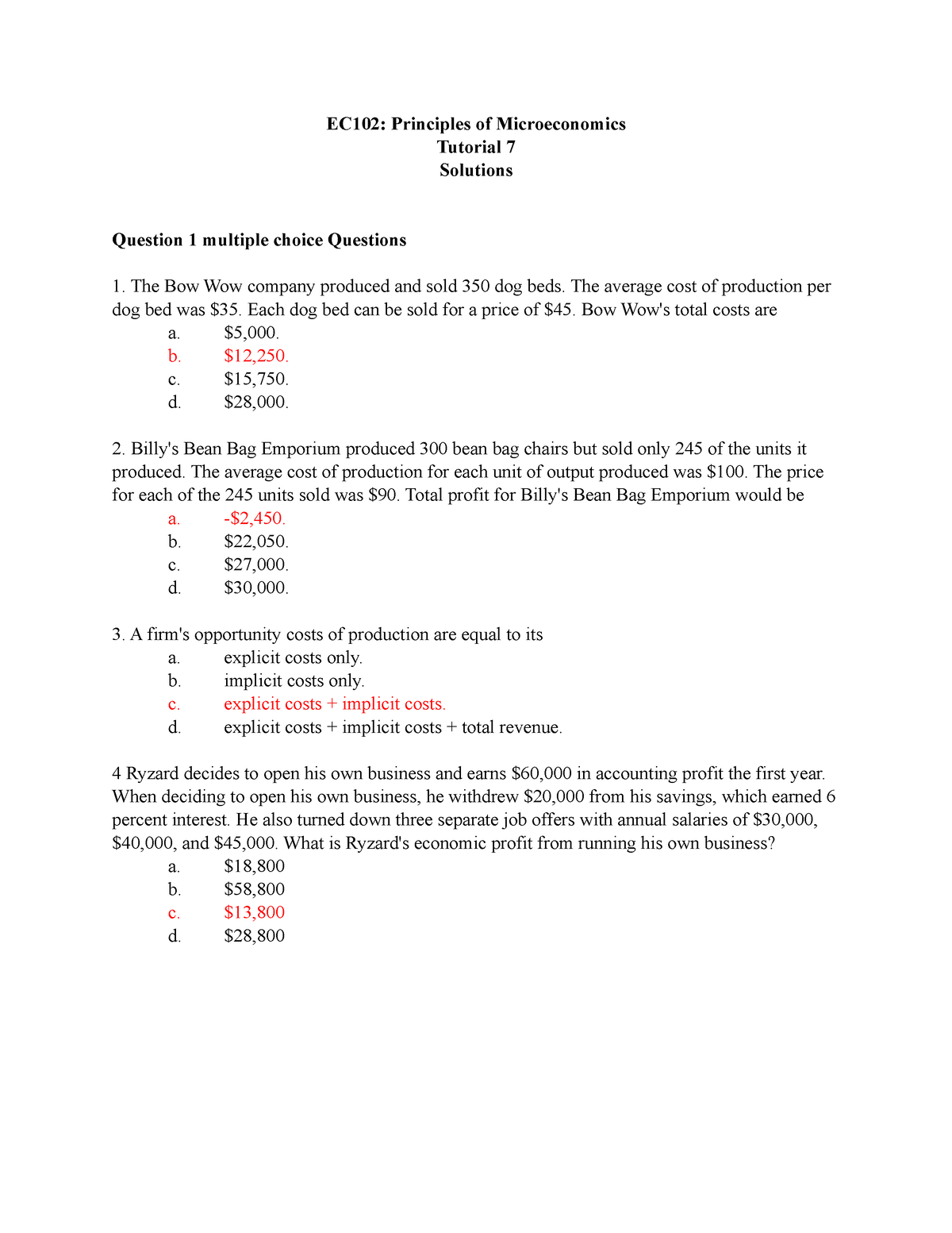 EC102 Tutorial 7 Solution - EC102: Principles Of Microeconomics ...