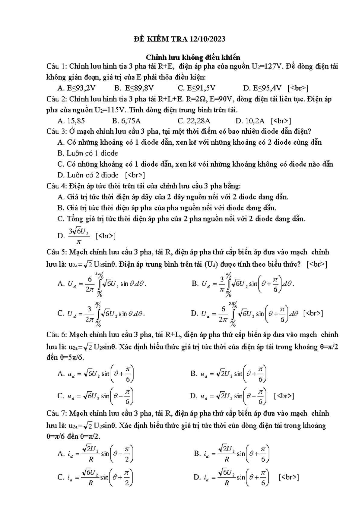 Khiem TRA Dien tu cong suat 12 10 2023 (KO có đáp án) - ĐỀ KIỂM TRA 12 ...