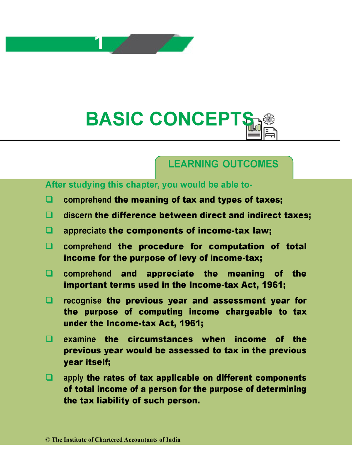 Basic Concepts OF Income TAX ACT - 1 BASIC CONCEPTS LEARNING OUTCOMES ...