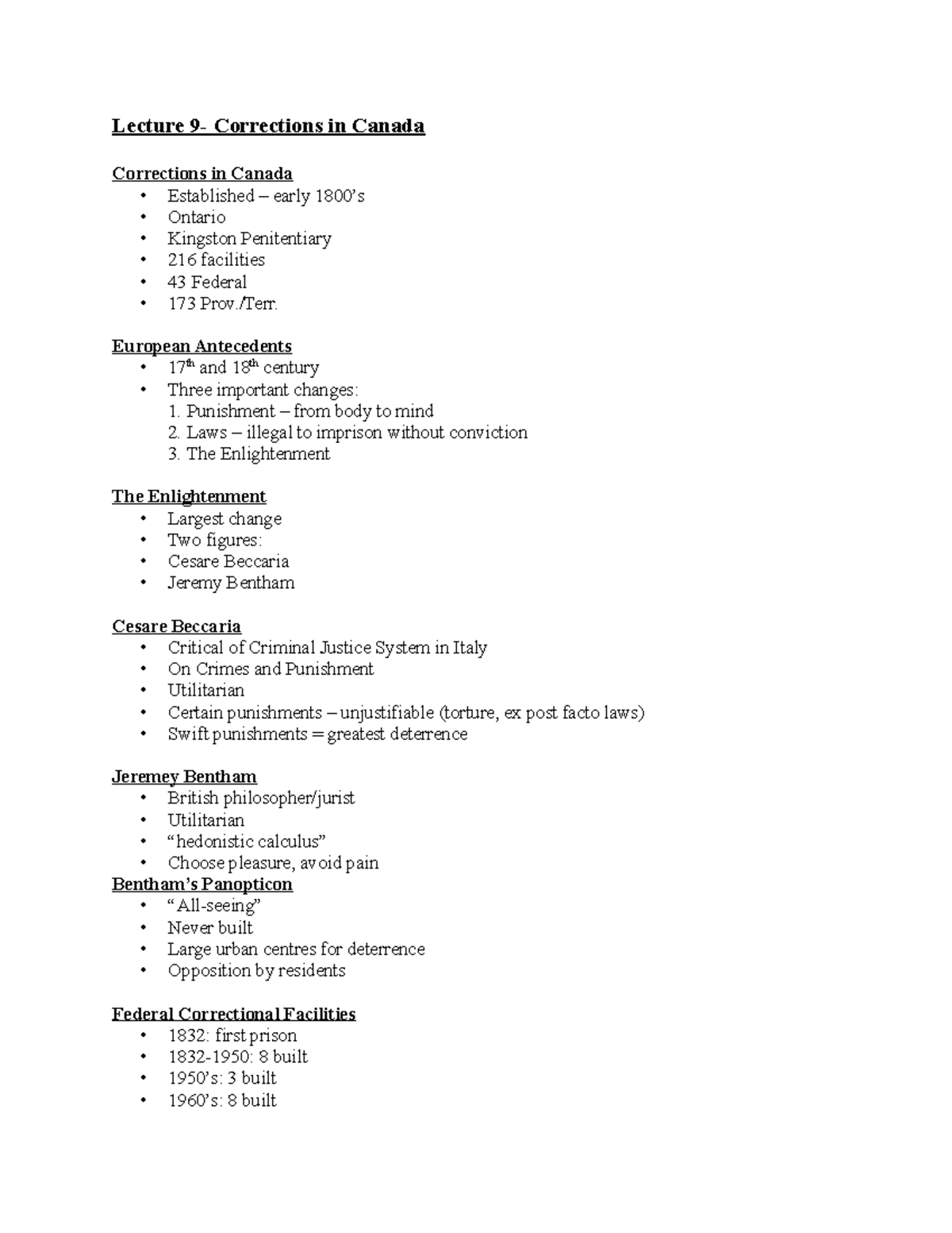 Lecture 9 Corrections in Canada Lecture 9 Corrections in Canada