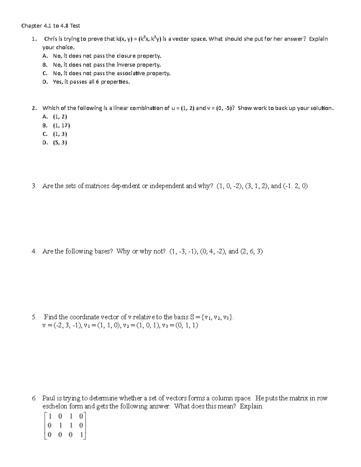 Chapter 4.1 To 4.7 Test - Yuh - Chapter 4 To 4 Test Chris Is Trying To 