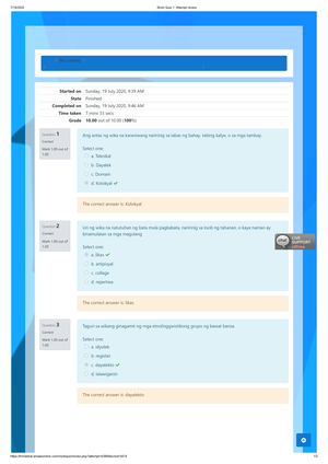 Quizes And Exams UGRD-FILI6101 Wika, Lipunan At Kultura Prelim To ...