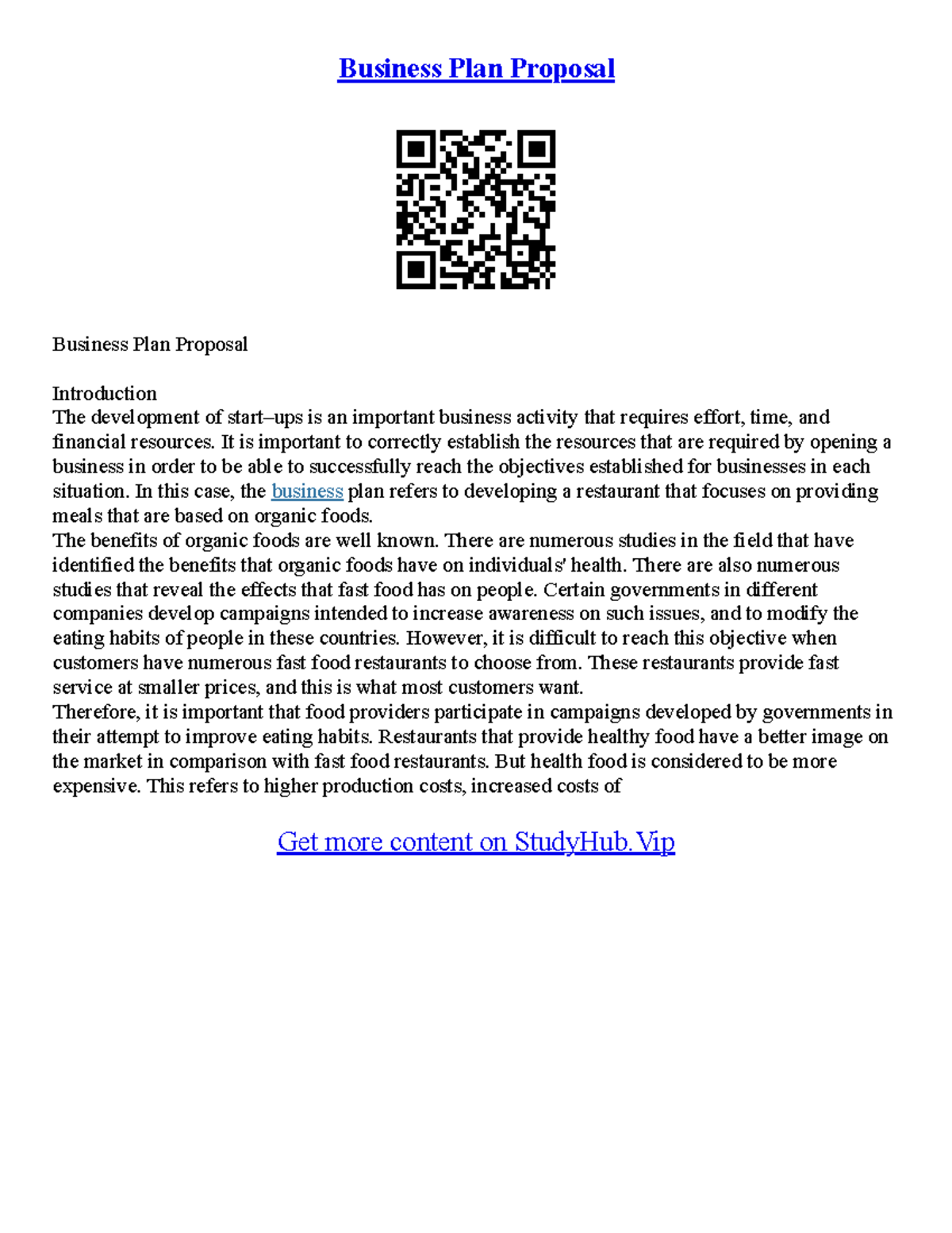 Argumentative Essay Proposal - Business Plan Proposal Business Plan ...