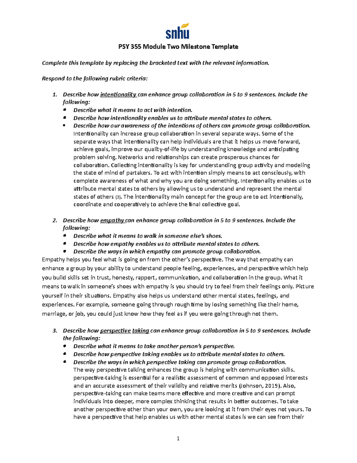 PSY 355 Module Two Milestone Template DONE - PSY 355 Module Two ...