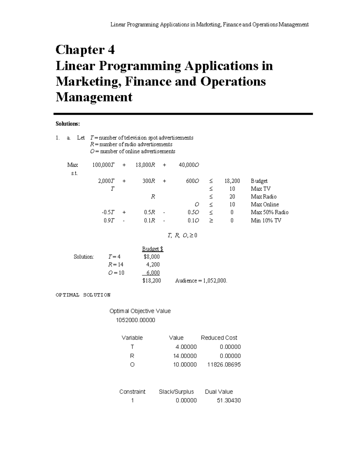 MGOC10 Textbook Solutions Chap4 - Linear Programming Applications in ...