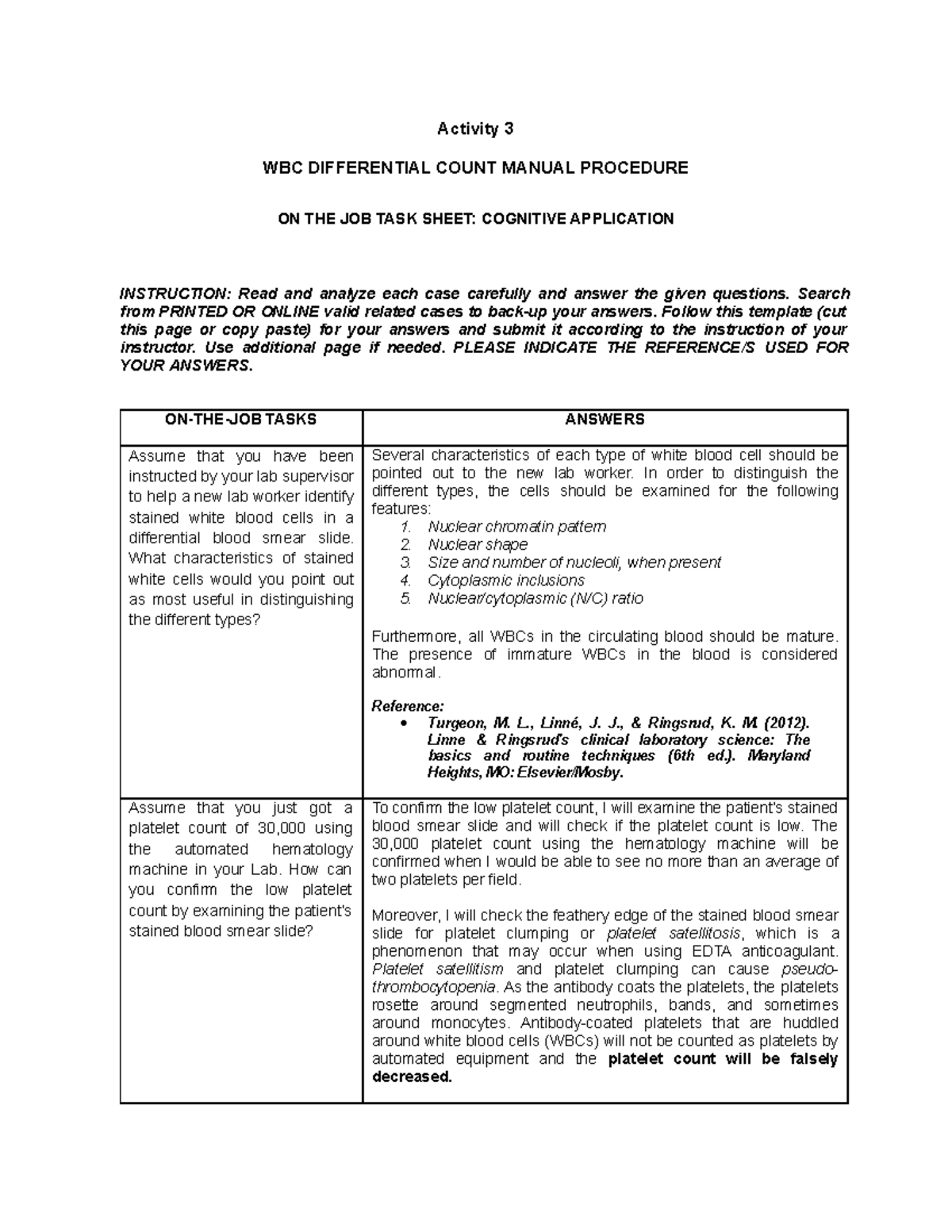 Activity 3 HEMA Cogni 123 Activity 3 WBC DIFFERENTIAL COUNT MANUAL