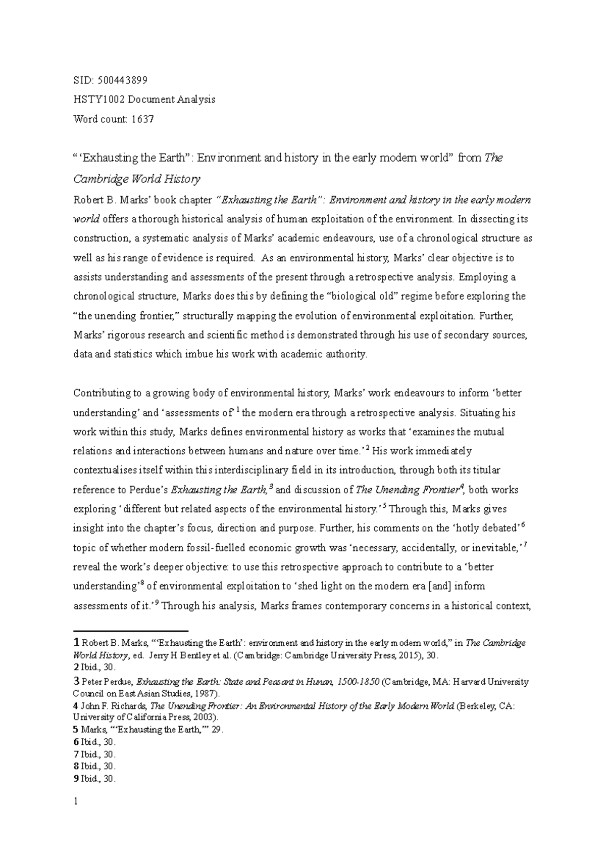 Documentary Analysis SID 500443899 HSTY1002 Document Analysis Word