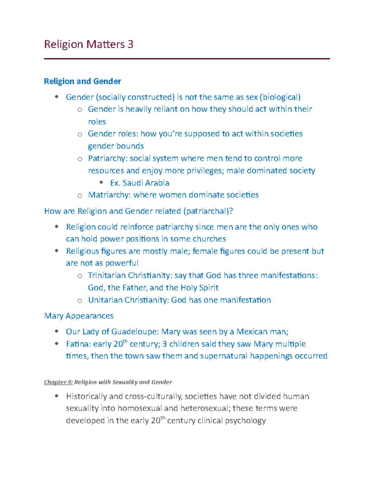 Religion Matters 3 - lecture notes for textbook readings in unit 3 ...