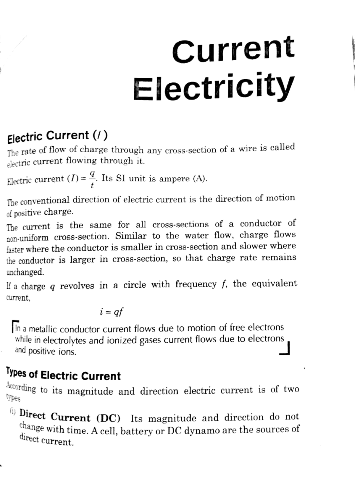 Current electricity formula - NEET - Studocu