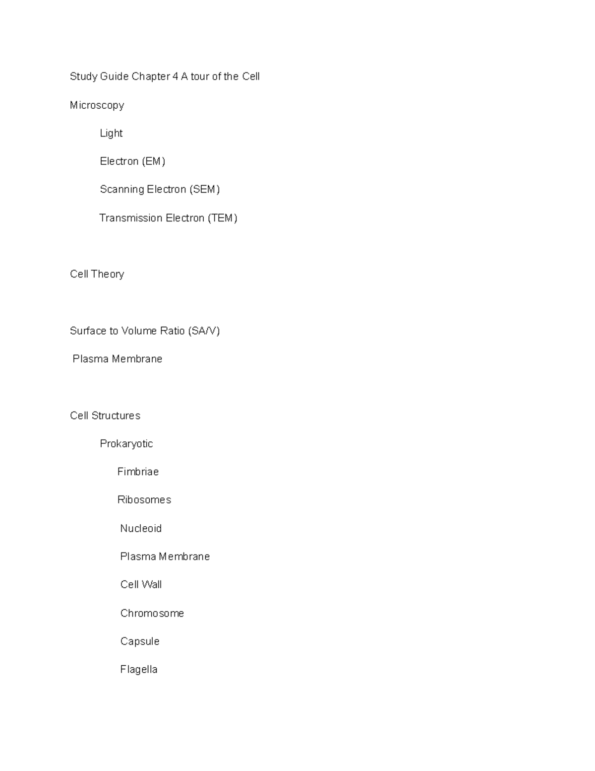 Bio chap 4 study guide - Study Guide Chapter 4 A tour of the Cell ...