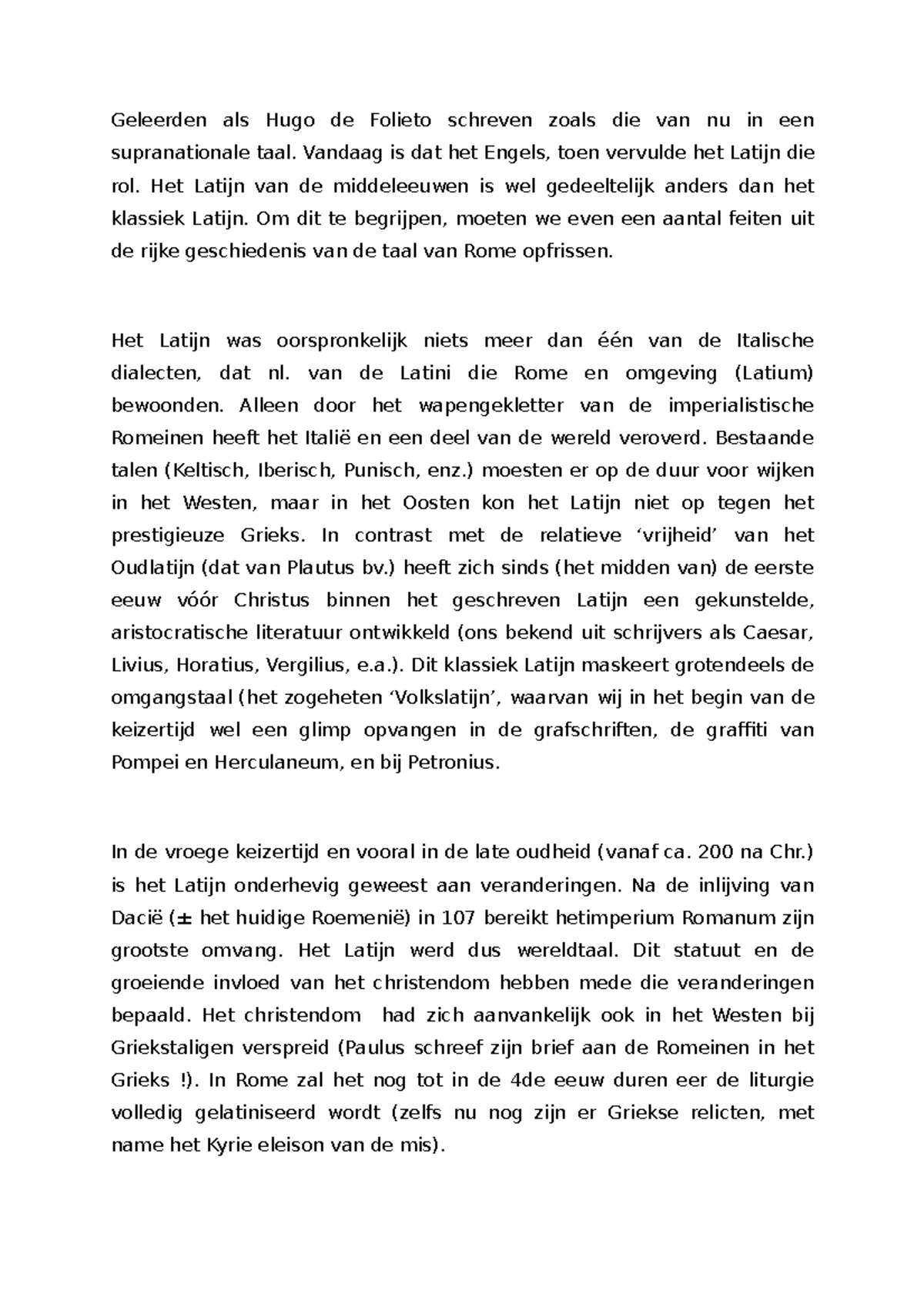 Evolutie van het Latijn Geleerden als