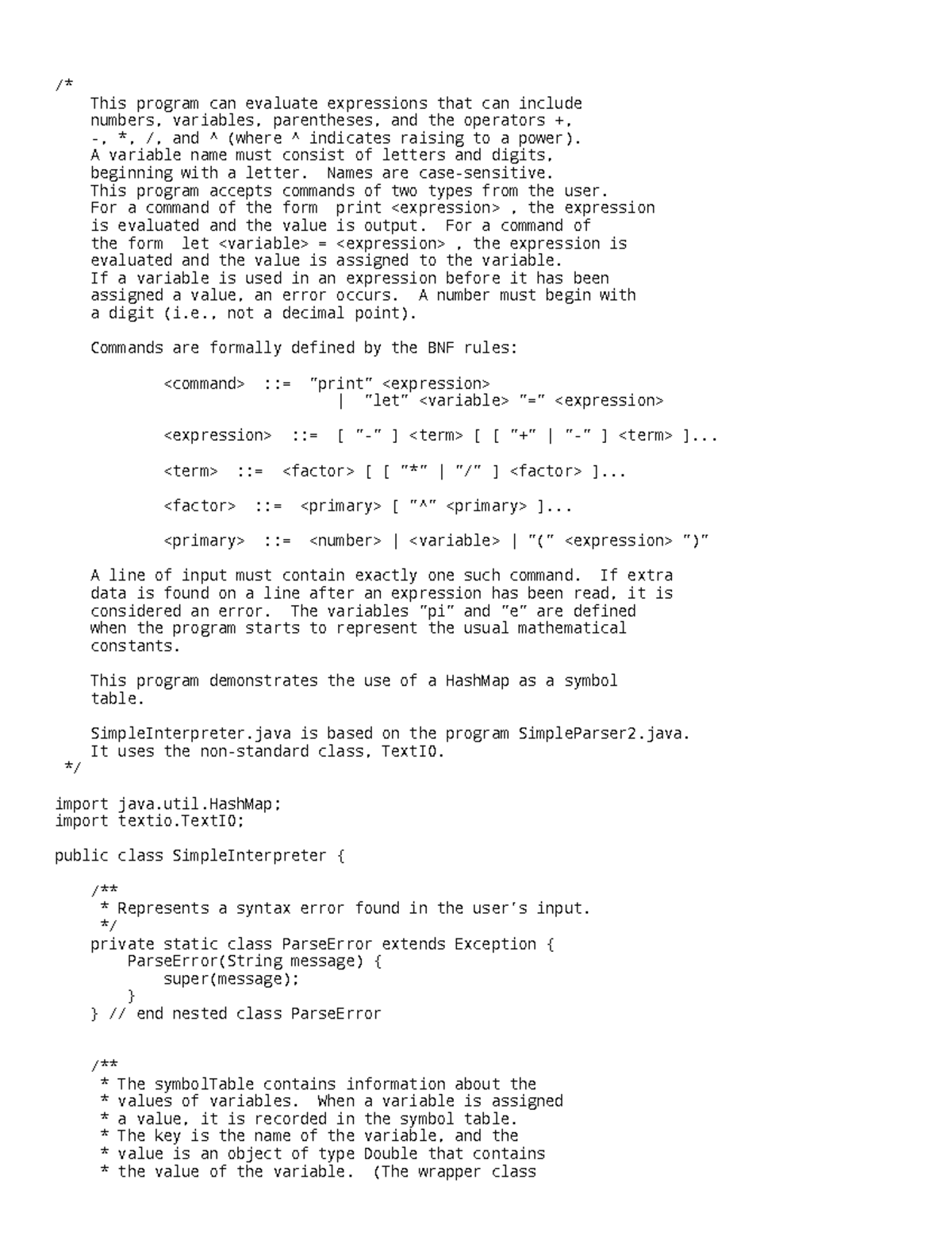 Https Math The Java Code Example Of SimpleInterpreter This Program Can Evaluate 