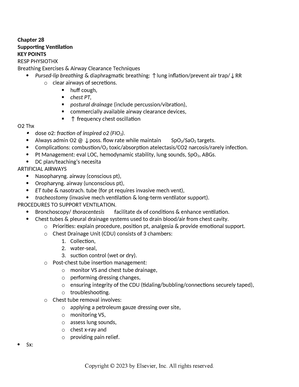 W7 Notes Vascular Disorders, Shock Sepsis, Support Ventilations ...