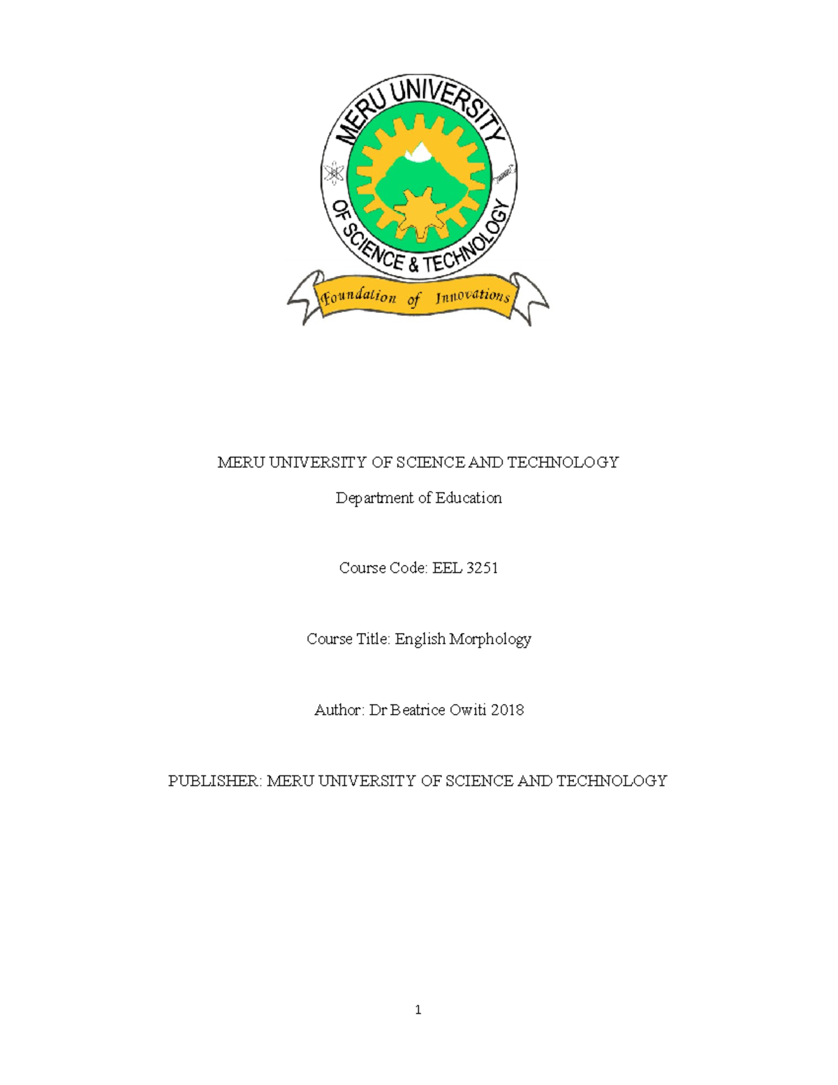 EEL 3251 Digital platform Module - MERU UNIVERSITY OF SCIENCE AND ...