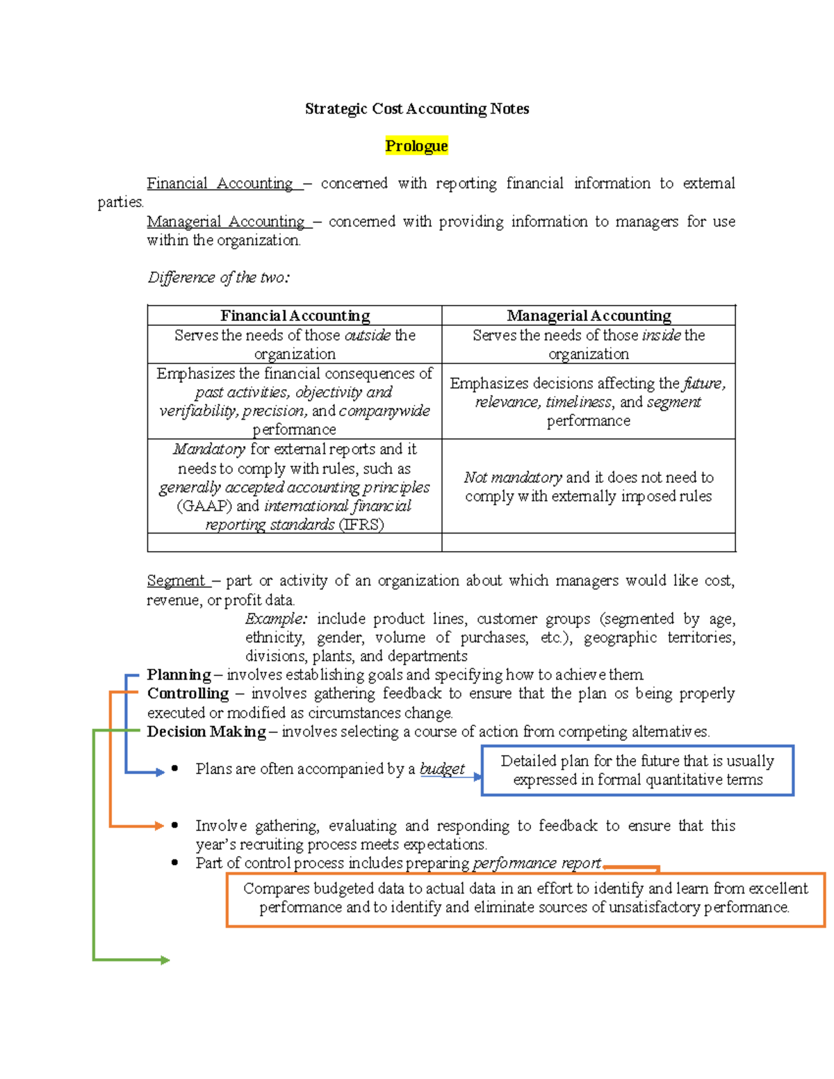 Strategic Cost Accounting Notes - Strategic Cost Accounting Notes ...