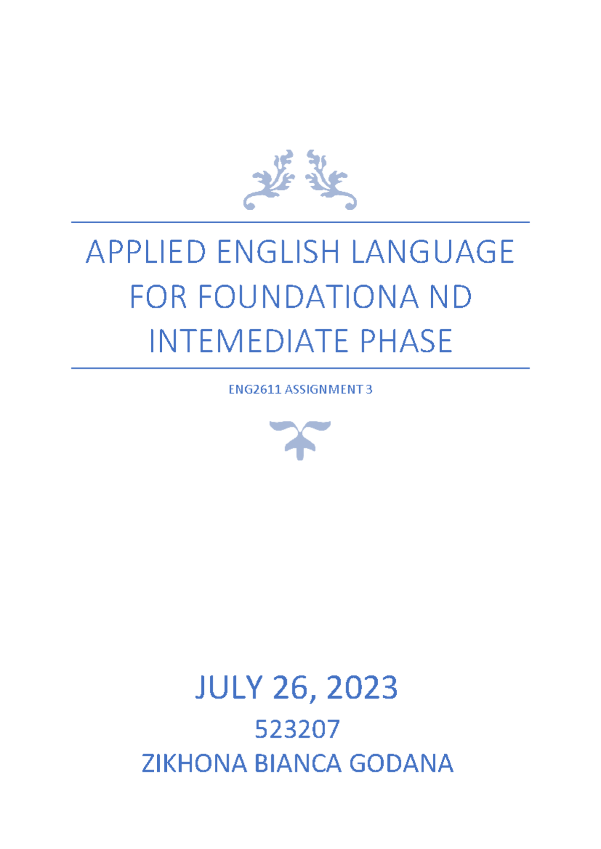 ENG2611 57230862 ASS03 Godana - APPLIED ENGLISH LANGUAGE FOR ...