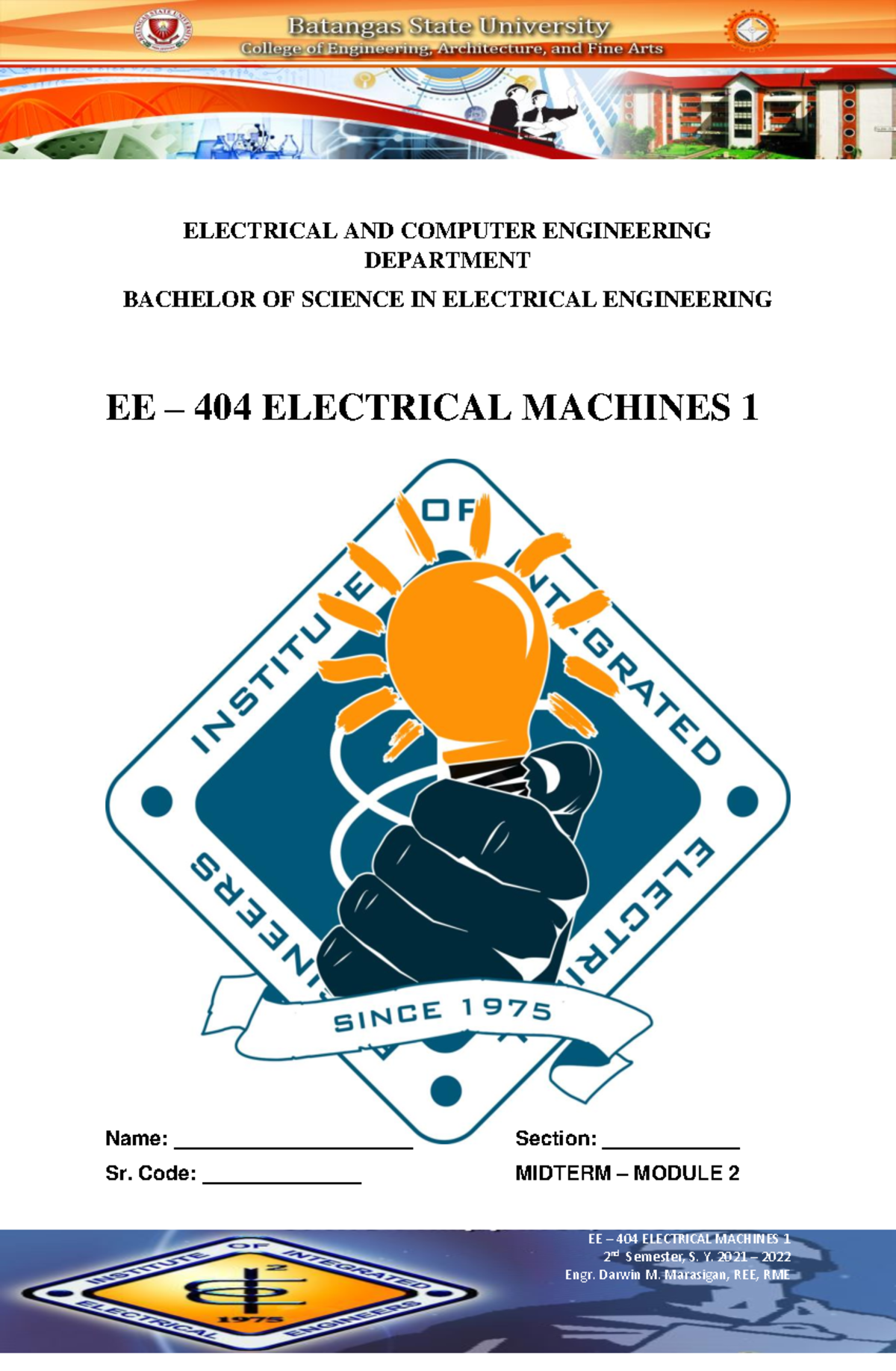 Electrical Machines Module 2 - EE – 404 ELECTRICAL MACHINES 1 2 nd ...
