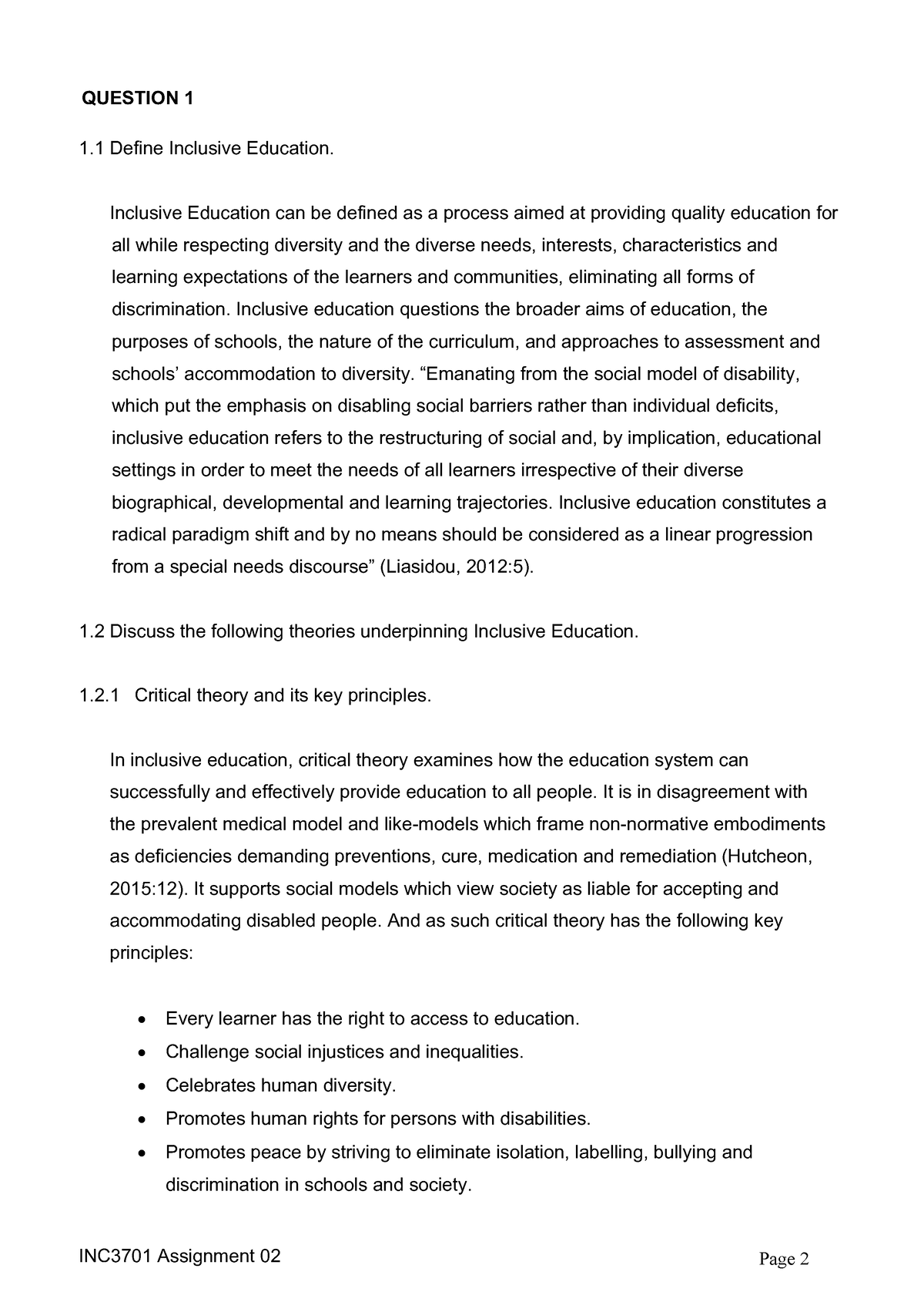 define inclusive education assignment expert