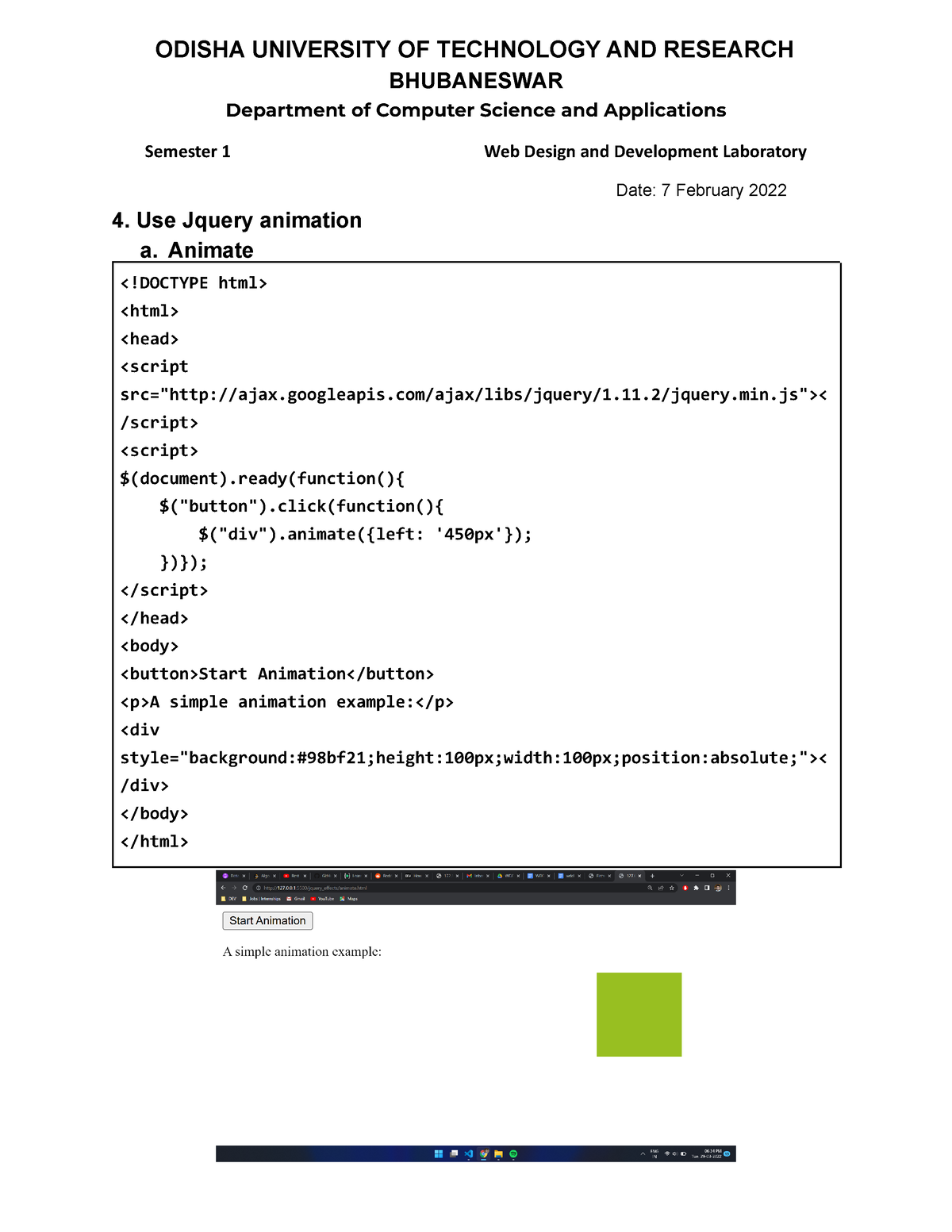 WDD Lab Assignment 4 - BHUBANESWAR Department Of Computer Science And ...