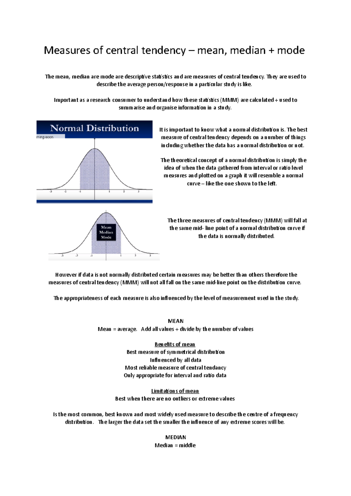 Which Measure Of Central Tendency Best Describes The Data Worksheet