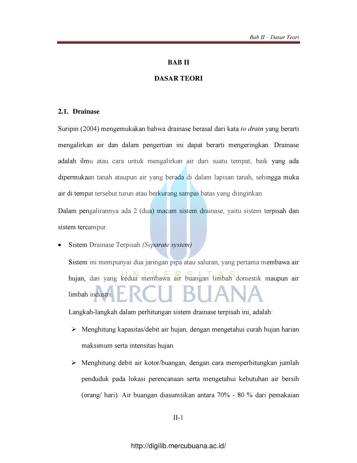 2. Perancangan Sistem Drainase - II- BAB II DASAR TEORI 2. Drainase ...