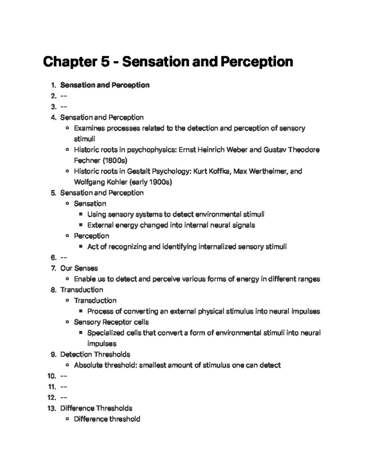 Chapter 5 - Sensation And Perception - Chapter 5 - Sensation And ...