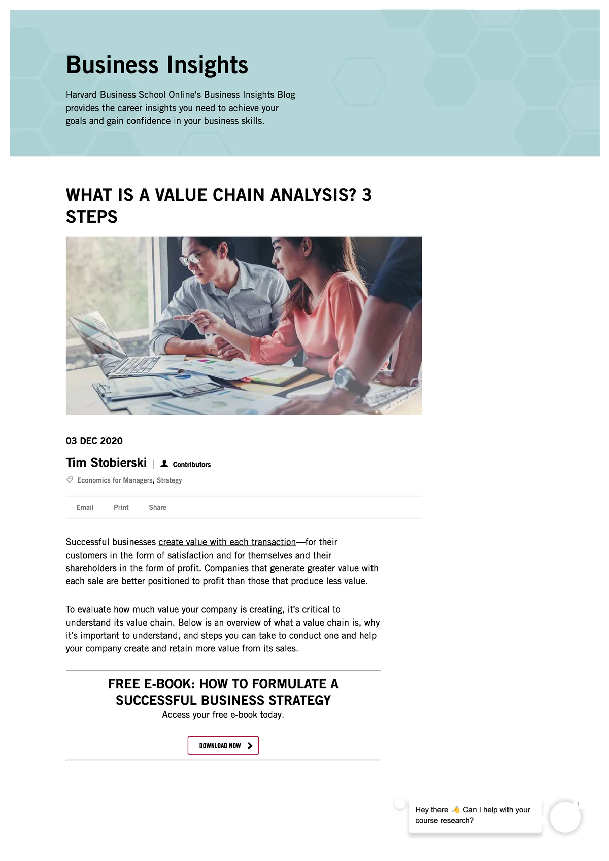 Value Chain Analysis - Strategic Management - Studocu