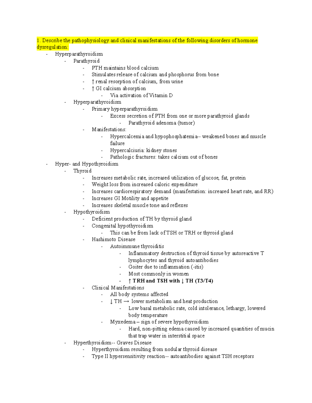 Exam 2 Study Guide - Describe The Pathophysiology And Clinical ...