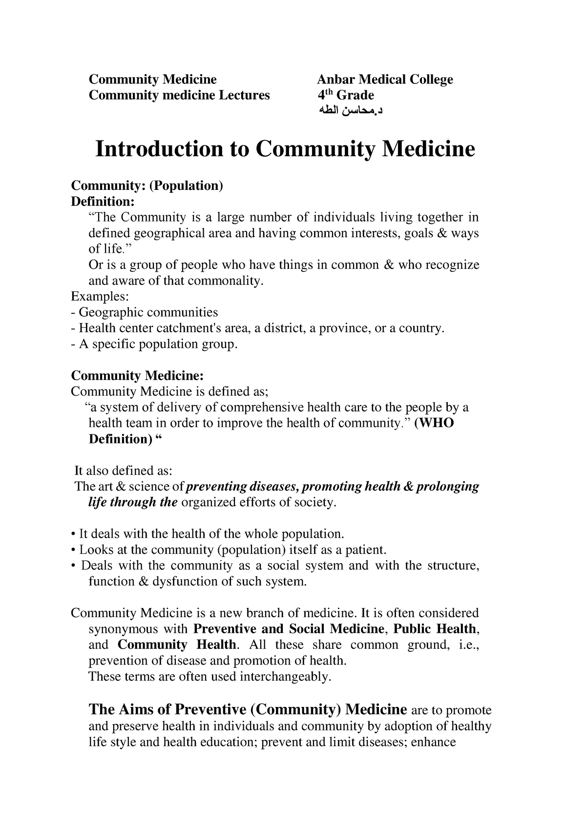 thesis on community medicine