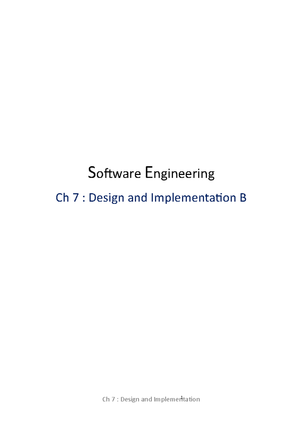 Software Engineering - Implementation 2 - Software Engineering Ch 7 ...