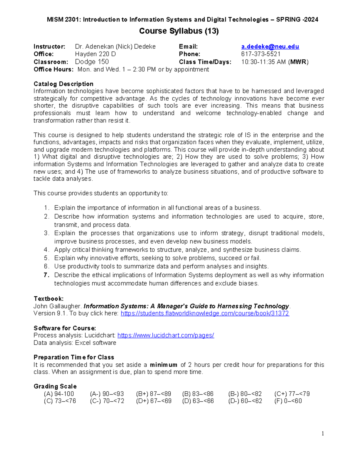 Spring 2024 MISM+2301+Syllabus Section+13 students NEW V2 - Course ...