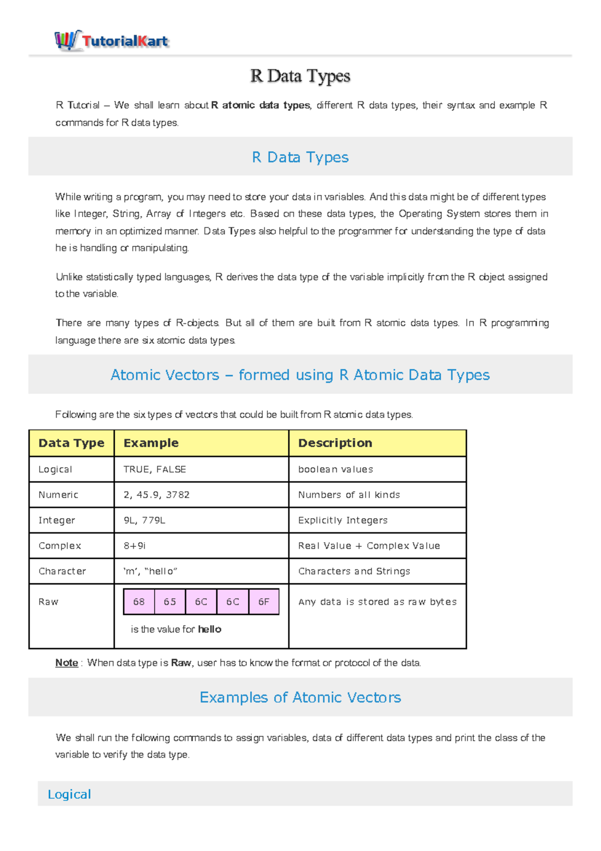 20AI504-U2-LM1 - introduction to r language - R Tutorial – We shall ...
