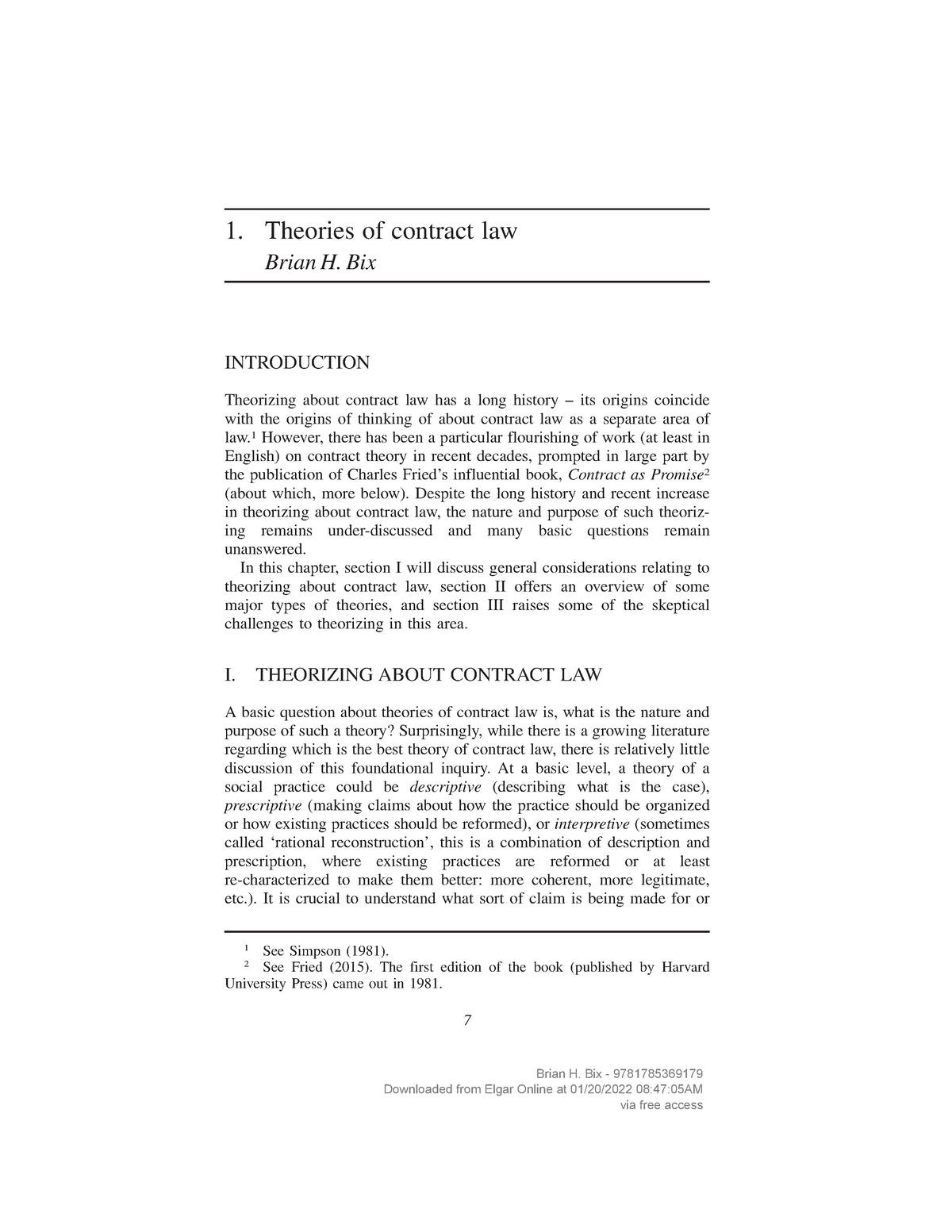 [9781849804516 - Comparative Contract Law] Theories Of Contract Law - 1 ...