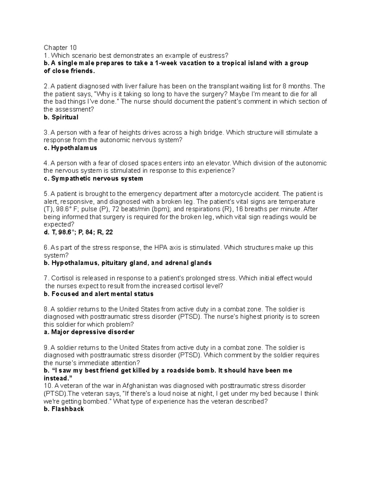 Study guide 2 mental - na na - Chapter 10 Which scenario best ...