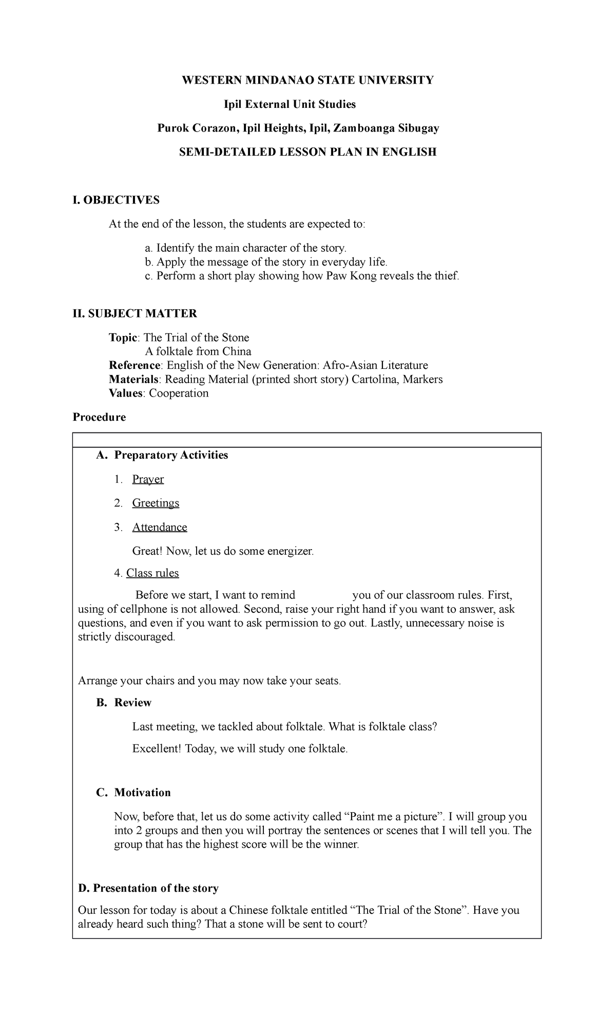 Lesson-PLAN - fdjdrkmdt - WESTERN MINDANAO STATE UNIVERSITY Ipil ...